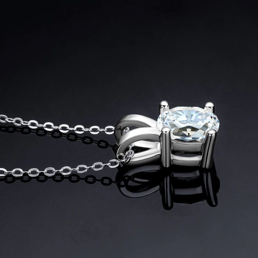 Certified 1ct. t.w. Moissanite Diamond Oval Pendant Necklace NEW - Picture 5 of 10